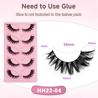 5D umetne trepalnice iz umetnega nerca, paket 5 parov za naraven videz