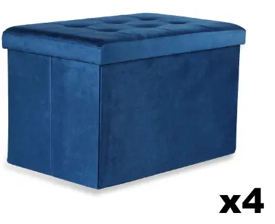 XL zložljiv puf z gumbi - 60x38x38cm žametno siva x 4