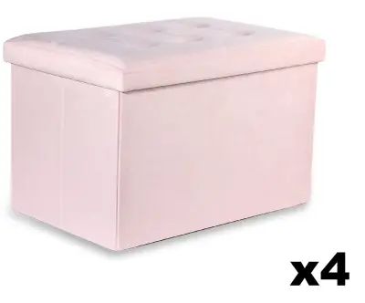 XL zložljiv puf z gumbi - 60x38x38cm žametno siva x 4