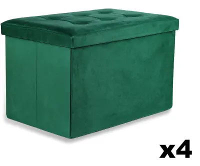 XL zložljiv puf z gumbi - 60x38x38cm žametno siva x 4
