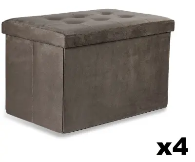 XL zložljiv puf z gumbi - 60x38x38cm žametno siva x 4