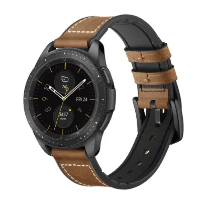 Silikonski in usnjeni pašček za Galaxy Watch 3/5 Brown 22 mm