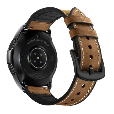 Silikonski in usnjeni pašček za Galaxy Watch 3/5 Brown 20 mm