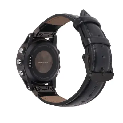 Usnjen pašček za uro Garmin Fenix 7X 7S Black 22 mm