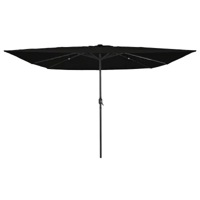 vidaXL Kvadratni vrtni senčnik z LED lučmi 295x245 cm, črn