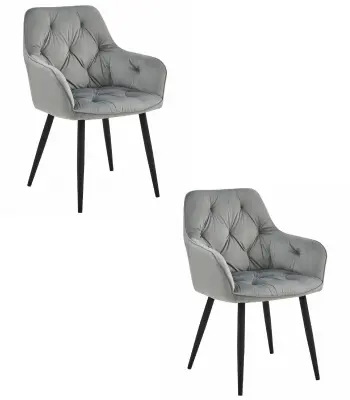 Stol JORK - srebrno siv žamet / črne noge x 2