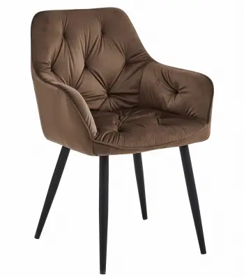 Stol JORK - rjav žamet / črne noge x 1