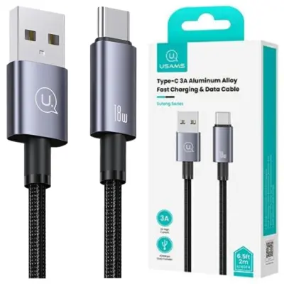 USAMS KABEL USB NA USB-C 3A 1,2 M JEKLO ZA HITRO POLNJENJE SJ663USB01