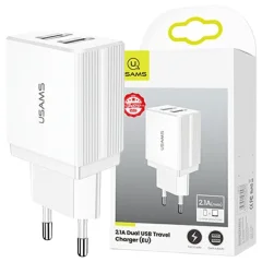 USAMS ŁAD. SIEC. 2XUSB T24 2,1A BIAŁY /WHITE (ONLY HEAD) CC90TC01 (US-CC090)