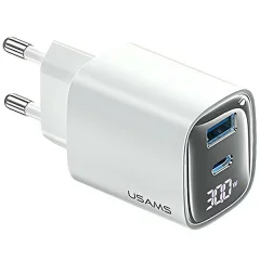 USAMS 30W USB-C USB-A HITRI POLNILEC ZA TELEFON, BEL