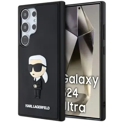 KARL LAGERFELD 3D GUMIJASTI OVITEK IKONIK ZA SAMSUNG GALAXY S24 ULTRA ČRN