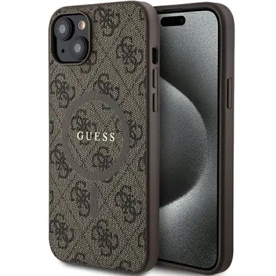GUESS 4G COLLECTION LEATHER METAL LOGO MAGSAFE OVITEK ZA IPHONE 15/14/13 - RJAV