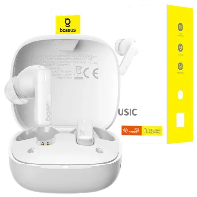 BASEUS BREZŽIČNE TWS IN-EAR SLUŠALKE, BELE ZA TELEFON