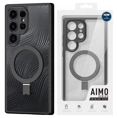 Ohišje Dux Ducis Aimo Mag z MagSafe in stojalom za Samsung Galaxy S24 Ultra - črna barva