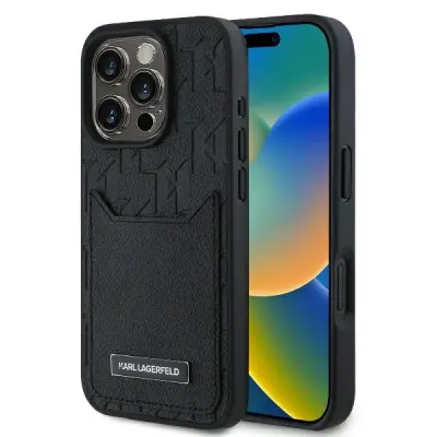 OVITEK KARL LAGERFELD CARDSLOTS MONOGRAM ZA IPHONE 16 PRO MAX ČRN