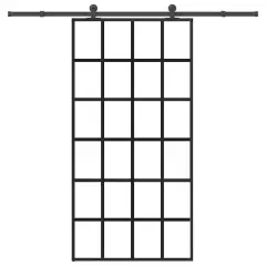 vidaXL Drsna vrata z opremo ESG steklo in aluminij 102x205 cm