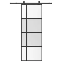 vidaXL Drsna vrata z opremo 76x205 cm kaljeno steklo in aluminij