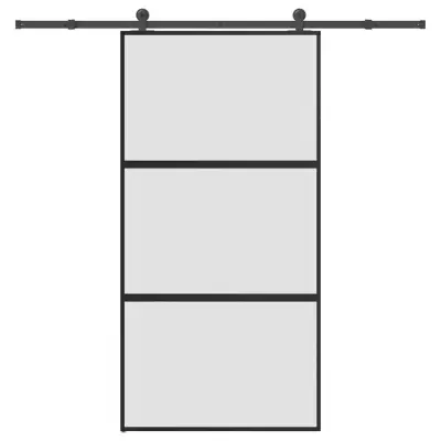 vidaXL Drsna vrata z opremo 102,5x205 cm kaljeno steklo in aluminij