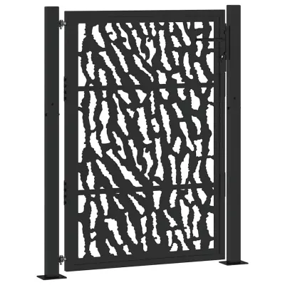 vidaXL Vrtna vrata Black 105x130 cm Oblikovanje jeklene sledi