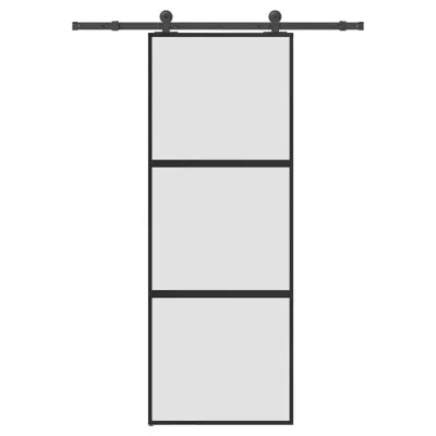vidaXL Drsna vrata z opremo 76x205 cm kaljeno steklo in aluminij