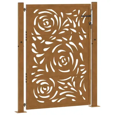 vidaXL Vrtna vrata 105x130 cm preperevanje jeklena ognjena oblika