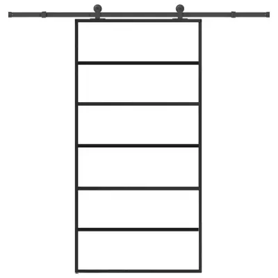 vidaXL Drsna vrata z opremo ESG steklo in aluminij 102x205 cm