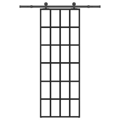 vidaXL Drsna vrata z opremo 76x205 cm ESG steklo in aluminij