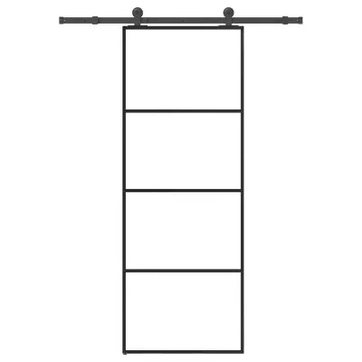 vidaXL Drsna vrata z opremo 76x205 cm ESG steklo in aluminij