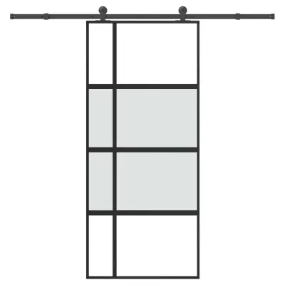 vidaXL Drsna vrata z opremo 90x205 cm kaljeno steklo in aluminij