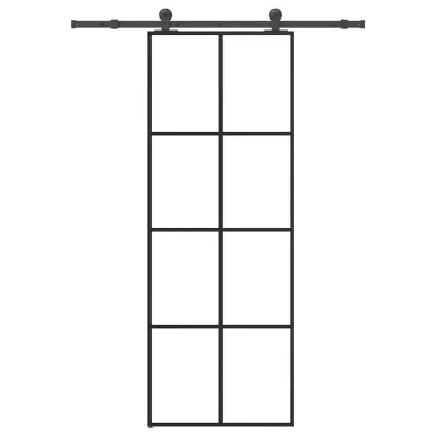vidaXL Drsna vrata z opremo 76x205 cm ESG steklo in aluminij