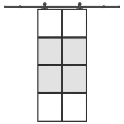 vidaXL Drsna vrata z opremo 90x205 cm kaljeno steklo in aluminij