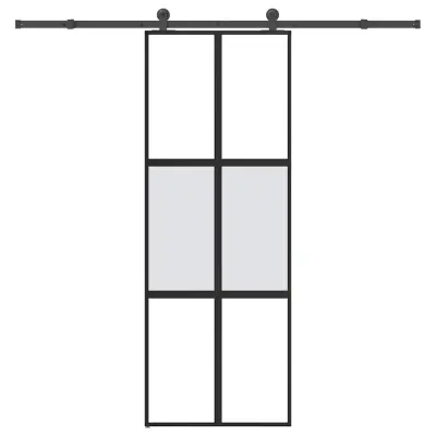 vidaXL Drsna vrata z opremo 76x205 cm kaljeno steklo in aluminij