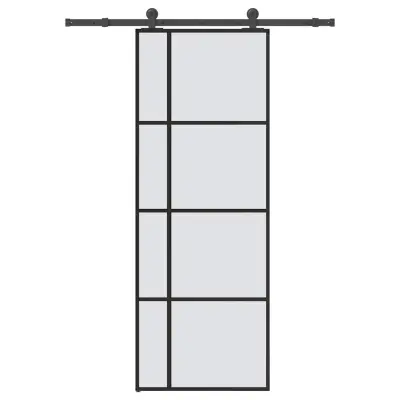 vidaXL Drsna vrata z opremo 76x205 cm ESG steklo in aluminij