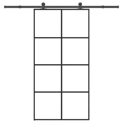 vidaXL Drsna vrata z opremo 102,5x205 cm ESG steklo in aluminij