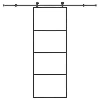 vidaXL Drsna vrata z opremo 76x205 cm ESG steklo in aluminij