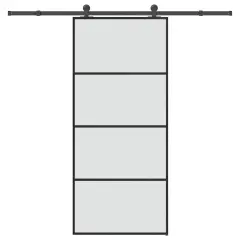vidaXL Drsna vrata z opremo 90x205 cm ESG steklo in aluminij
