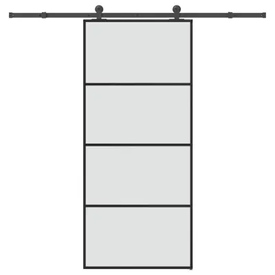 vidaXL Drsna vrata z opremo 90x205 cm ESG steklo in aluminij