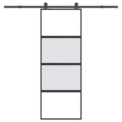 vidaXL Drsna vrata z opremo 76x205 cm kaljeno steklo in aluminij