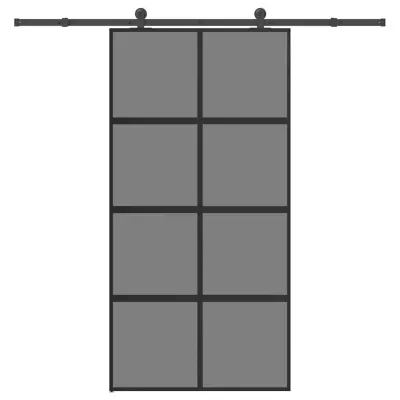 vidaXL Drsna vrata z opremo 102,5x205 cm kaljeno steklo in aluminij