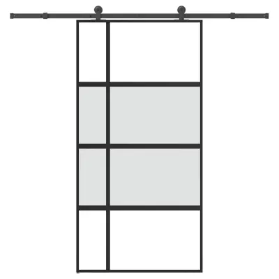 vidaXL Drsna vrata z opremo 102,5x205 cm kaljeno steklo in aluminij