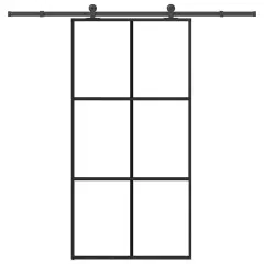 vidaXL Drsna vrata z opremo ESG steklo in aluminij 102x205 cm