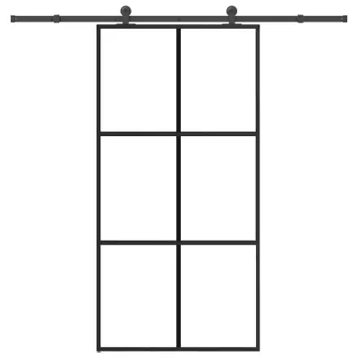 vidaXL Drsna vrata z opremo ESG steklo in aluminij 102x205 cm