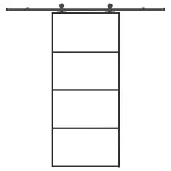 vidaXL Drsna vrata z opremo 90x205 cm ESG steklo in aluminij
