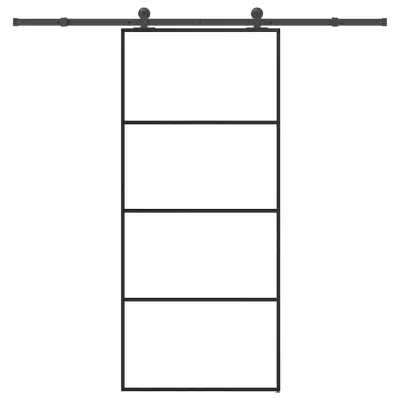 vidaXL Drsna vrata z opremo 90x205 cm ESG steklo in aluminij