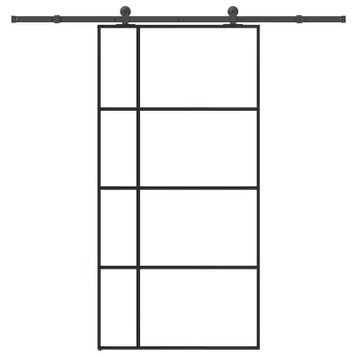 vidaXL Drsna vrata z opremo 102,5x205 cm ESG steklo in aluminij