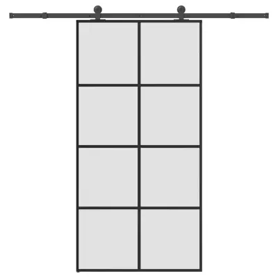 vidaXL Drsna vrata z opremo 102,5x205 cm ESG steklo in aluminij