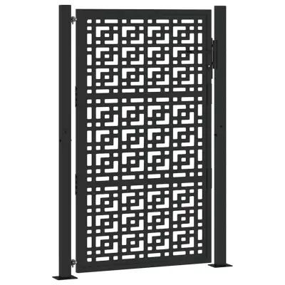 vidaXL Vrtna vrata črna 105x155 cm Jeklena križna oblika