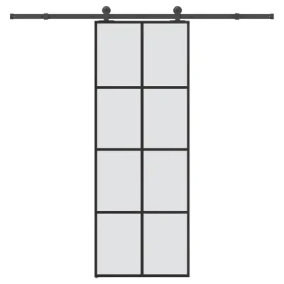 vidaXL Drsna vrata z opremo 76x205 cm ESG steklo in aluminij
