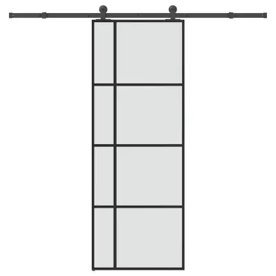 vidaXL Drsna vrata z opremo 76x205 cm ESG steklo in aluminij