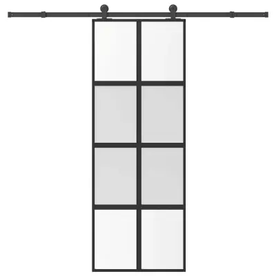 vidaXL Drsna vrata z opremo 76x205 cm kaljeno steklo in aluminij